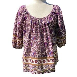 JOIE Floral Boho Cotton Peasant Blouse